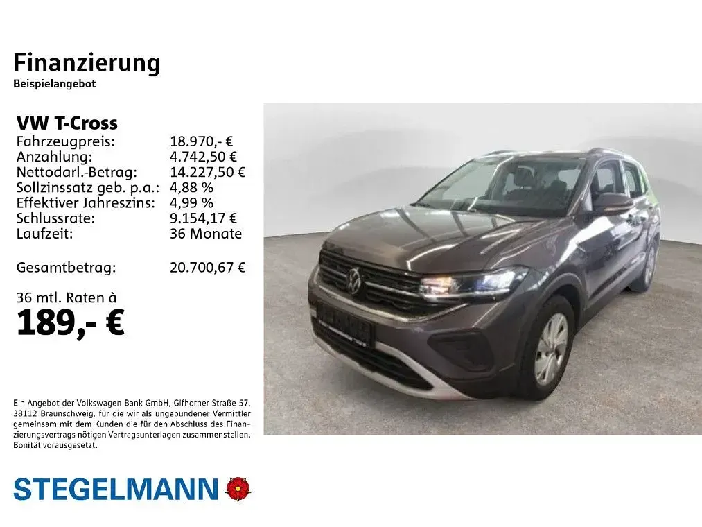 Gebraucht VW T-Cross Life 95 PS (69 kW) 2024 Grau SUV