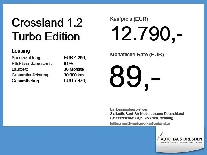 Gebraucht Opel Crossland Edition 110 PS (80 kW) 2022 Diamant schwarz (metallic) SUV