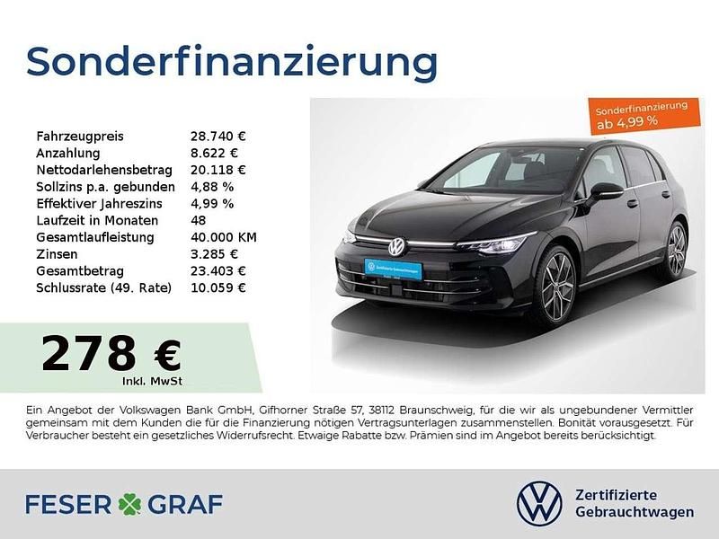 Grenadillschwarz metallic Gebraucht 2024 VW Golf Edition Limousine | 28.440 € (Fairer Preis) - Bild 1/2