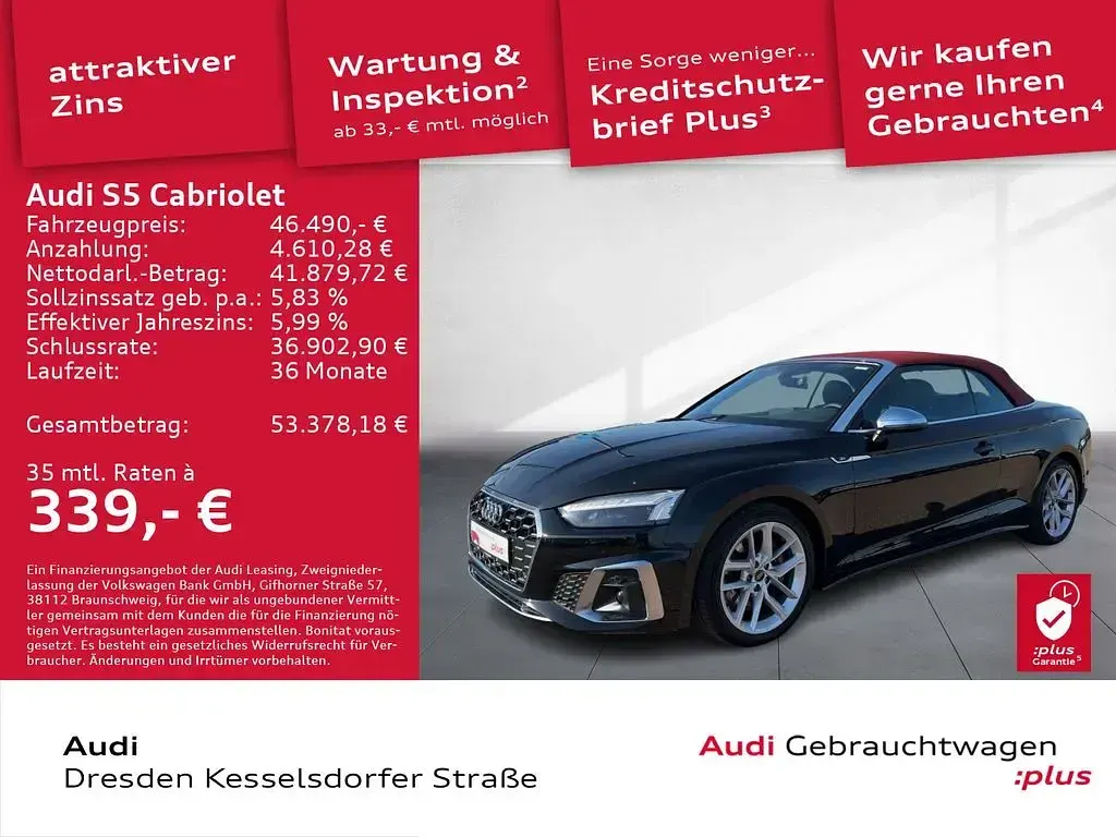 Gebraucht Audi S5 Cabriolet Design 354 PS (260 kW) 2024 Mythosschwarz metallic Cabrio