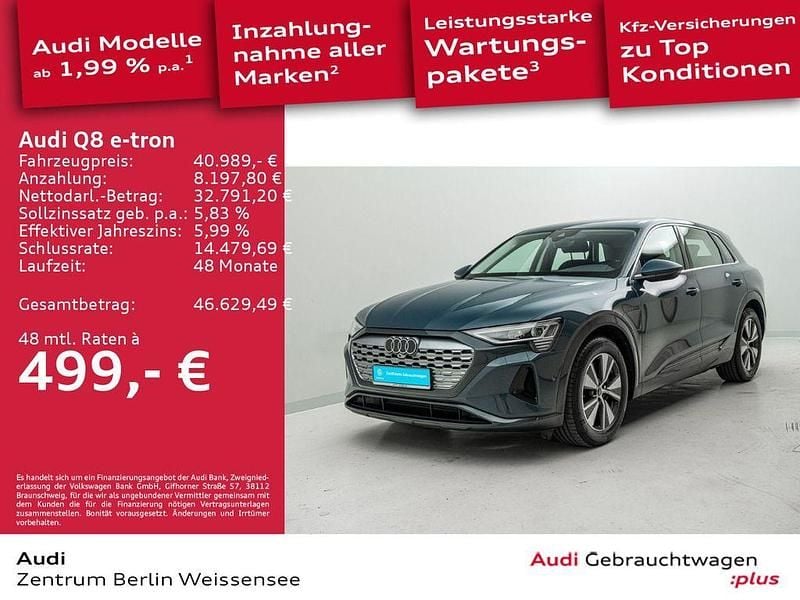 Plasmablau metallic Gebraucht 2023 Audi Q8 e-tron Advanced Plus SUV | 40.989 € - Bild 1/4