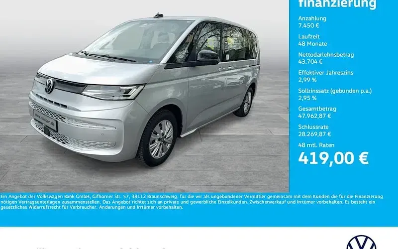 Używany VW Multivan Basis 150 KM (110 kW) 2024 Srebrny Minivan