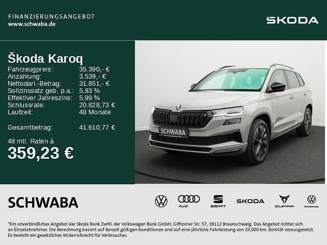 Stahlgrau Gebraucht 2024 Skoda Karoq SportLine SUV | 35.390 € (Guter Preis) - Bild 1/4