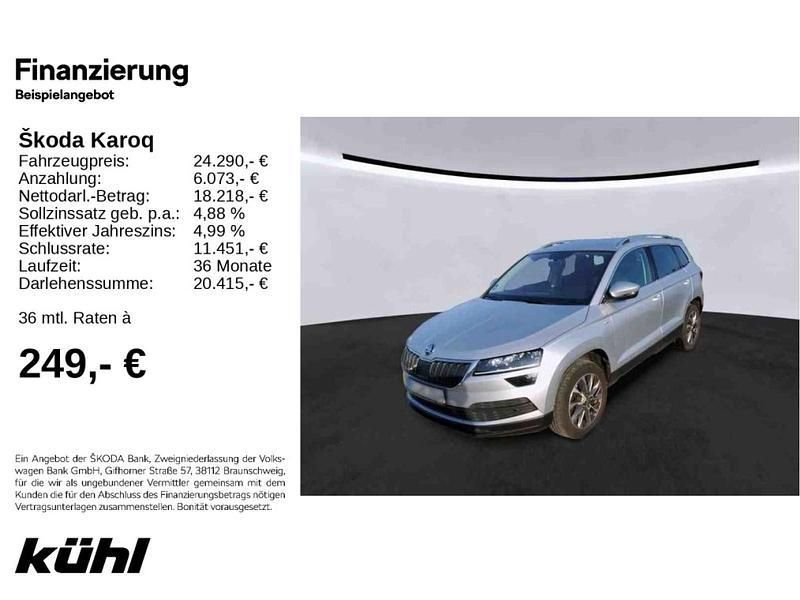 Brilliantsilber metallic Gebraucht 2021 Skoda Karoq Clever SUV | 23.990 € (Fairer Preis) - Bild 1/4