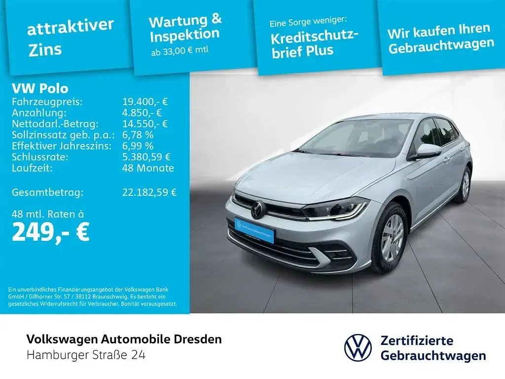 Gebraucht VW Polo Style 95 PS (69 kW) 2024 Silber Kleinwagen