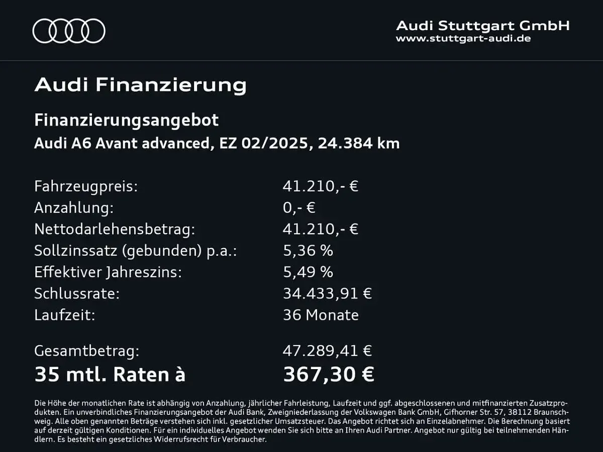 Gebraucht Audi A6 Advanced Plus 265 PS (194 kW) 2025 Schwarz Kombi