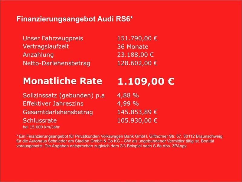 Gebraucht Audi RS6 Performance 630 PS (463 kW) 2025 Individuallackierungen audi exclusive Kombi