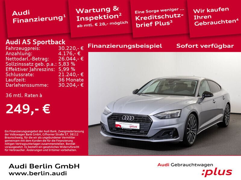 Silber Gebraucht 2022 Audi A5 Sportback Advanced Limousine | 30.220 € (Superpreis) - Bild 1/3