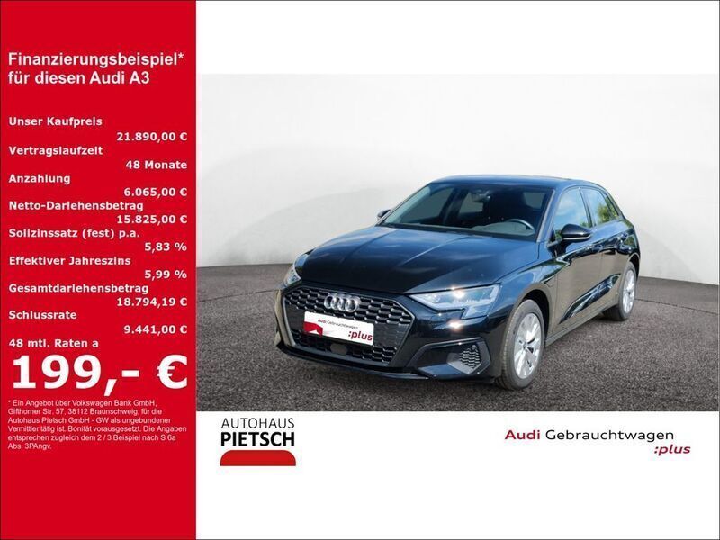 Schwarz Gebraucht 2022 Audi A3 Sportback e-tron Advanced Limousine | 21.890 € (Fairer Preis) - Bild 1/4