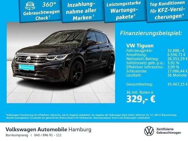 Schwarz Gebraucht 2021 VW Tiguan R-line SUV | 32.888 € (Fairer Preis) - Bild 1/3