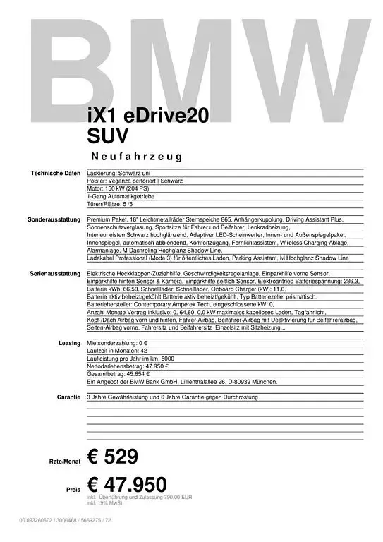 Neu BMW iX1 Sport Line 150 kW (204 PS) 2026 Schwarz SUV