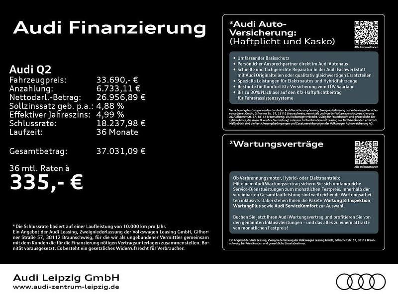 Gebraucht Audi Q2 Advanced Plus 150 PS (110 kW) 2025 Brillantschwarz SUV