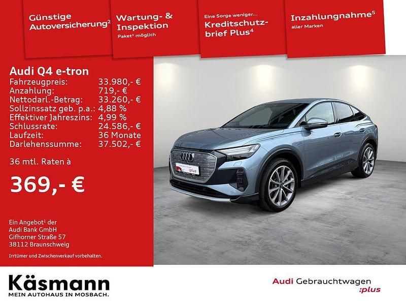 Geysirblau metallic Gebraucht 2022 Audi Q4 Sportback e-tron Ambiente SUV | 33.980 € (Fairer Preis) - Bild 1/4