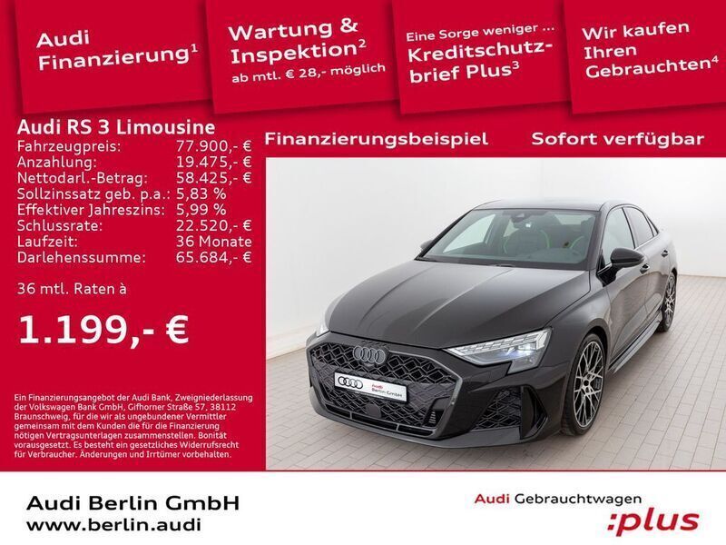 Mythosschwarz metallic Gebraucht 2025 Audi RS3 Ambiente Limousine | 77.900 € - Bild 1/4