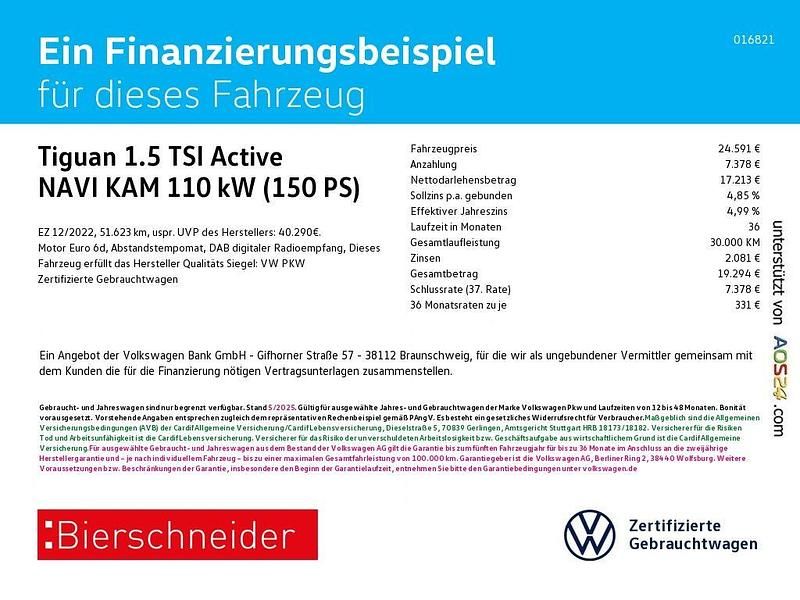 Weiß Gebraucht 2022 VW Tiguan Active SUV | 24.591 € (Fairer Preis) - Bild 1/4