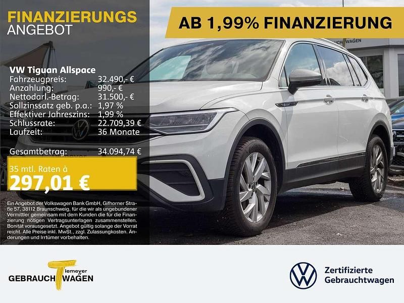 Weiß Gebraucht 2024 VW Tiguan Allspace Life SUV | 32.490 € (Guter Preis) - Bild 1/4