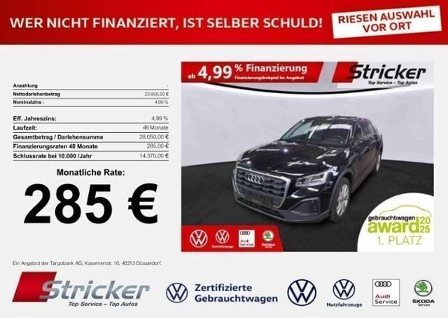 Schwarz (mythosschwarz metallic) Gebraucht 2022 Audi Q2 SUV | 23.948 € (Guter Preis) - Bild 1/3