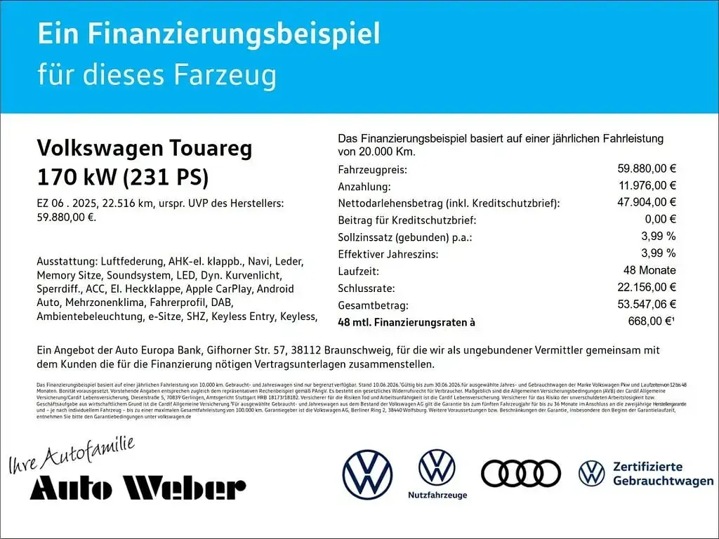 Gebraucht VW Touareg Elegance 231 PS (169 kW) 2025 Beige SUV