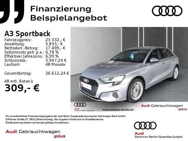 Florettsilber metallic Gebraucht 2023 Audi A3 Sportback e-tron Advanced Plus Kleinwagen | 23.332 € (Superpreis) - Bild 1/4