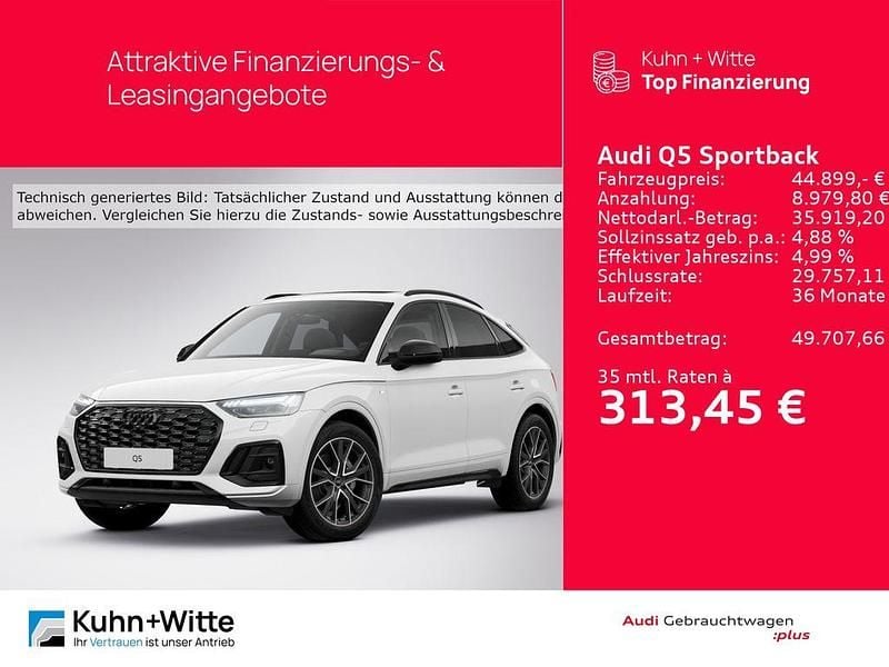 Ibisweiß Gebraucht 2022 Audi Q5 Sportback S-Line SUV | 44.899 € (Fairer Preis) - Bild 1/4