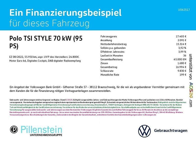 Gebraucht VW Polo Beats 95 PS (69 kW) 2022 Schwarz Kleinwagen