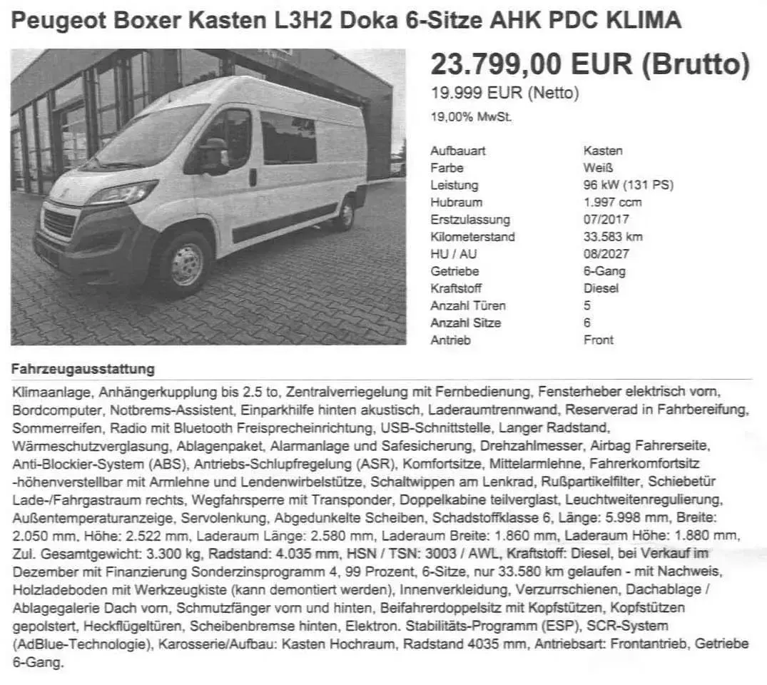 Gebraucht Peugeot Boxer 131 PS (96 kW) 2017 Weiß Van