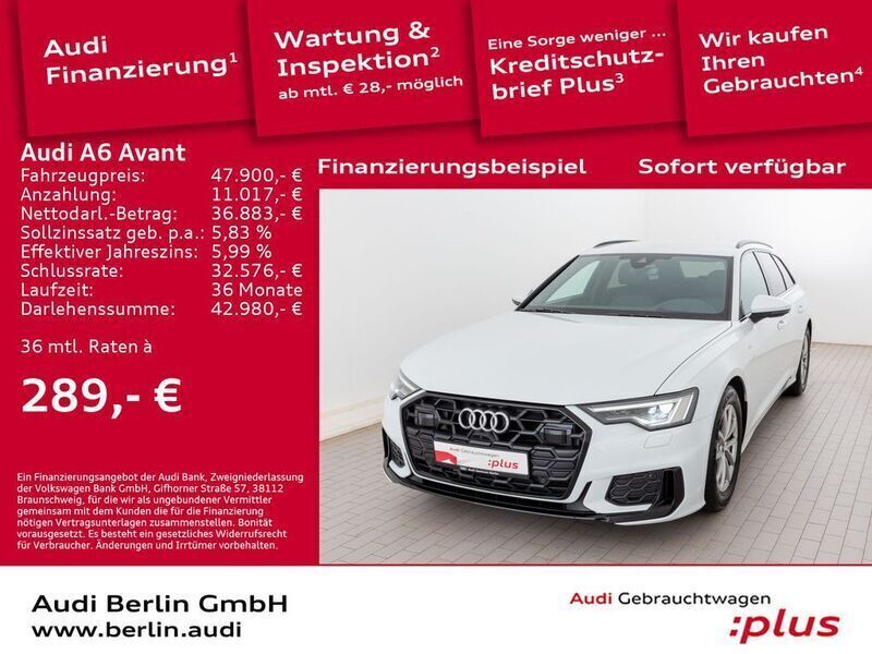 Gletscherweiß metallic Gebraucht 2024 Audi A6 S-Line Kombi | 50.900 € (Teuer) - Bild 1/3