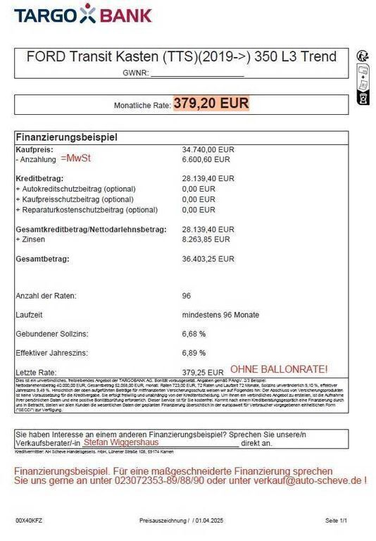 Gebraucht Ford Transit 131 PS (96 kW) 2023 Frozenwhite Van / Kleinbus