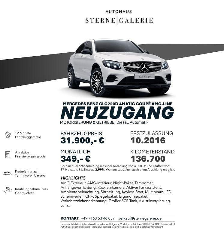 Weiß Gebraucht 2016 Mercedes GLC220 AMG line SUV | 31.900 € - Bild 1/1