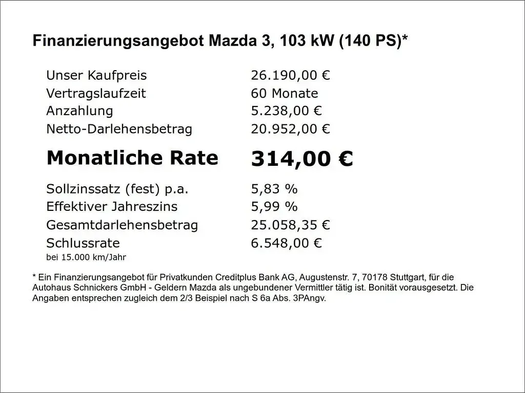 Neu Mazda 3 Exclusive 140 PS (102 kW) 2026 Jet black Limousine