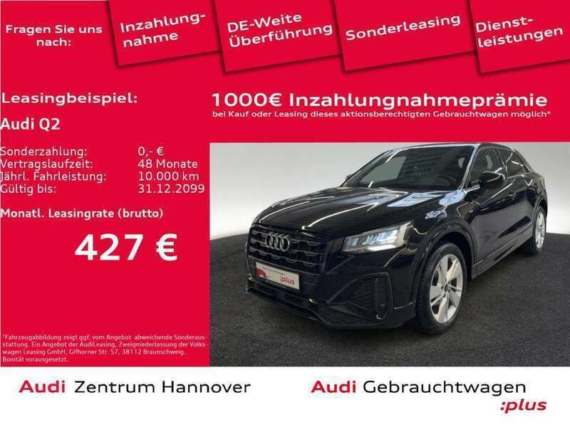 0e mythosschwarz metallic Gebraucht 2023 Audi Q2 S-Line SUV | 29.991 € (Fairer Preis) - Bild 1/4