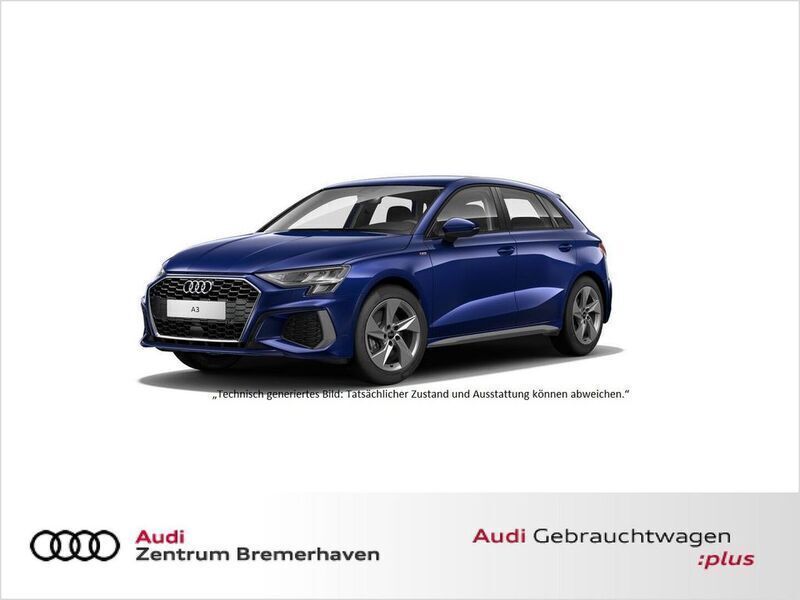 Blau Gebraucht 2020 Audi A3 Sportback S-Line Limousine | 22.981 € (Fairer Preis) - Bild 1/3