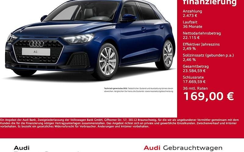 Navarrablau metallic Gebraucht 2024 Audi A1 Sportback Advanced Kleinwagen | 24.588 € (Fairer Preis) - Bild 1/4