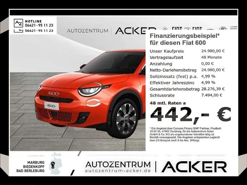 Sole orange Gebraucht 2025 Fiat 600 La Prima Limousine | 24.980 € (Guter Preis) - Bild 1/2