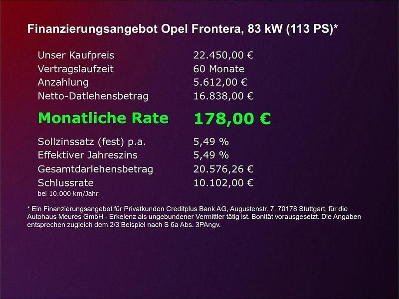 Neu Opel Frontera Edition 83 kW (113 PS) 2025 Schwarz SUV