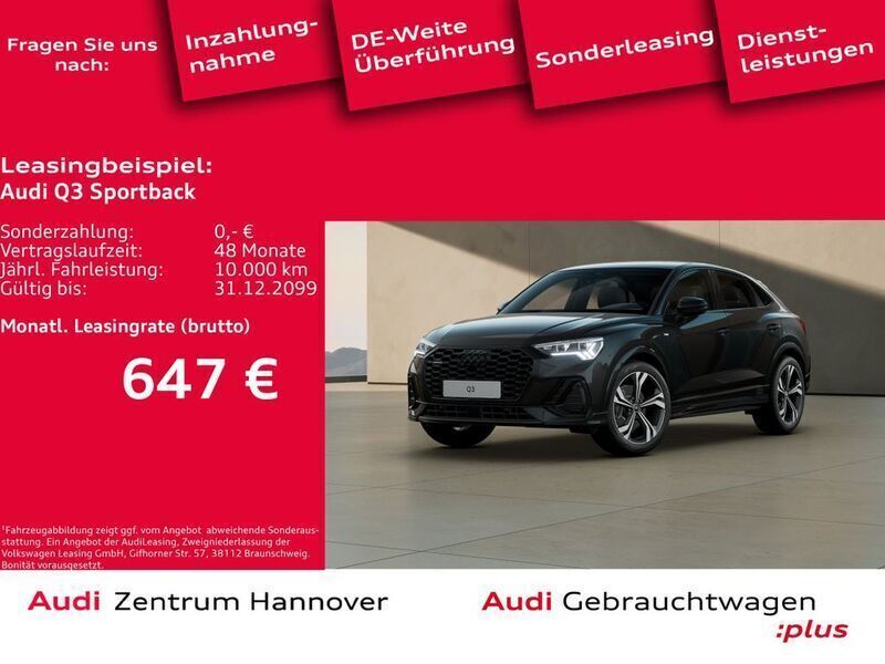 Schwarz Gebraucht 2022 Audi Q3 Sportback S-Line SUV | 39.450 € (Fairer Preis) - Bild 1/4