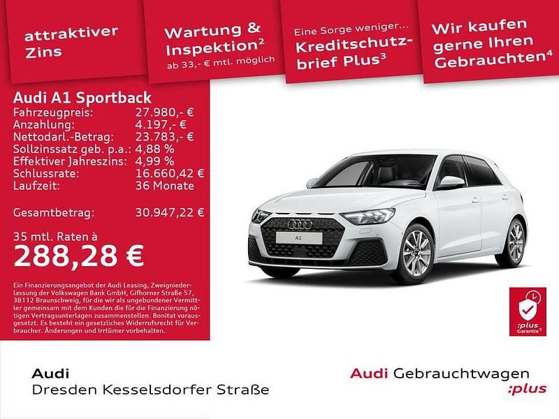 Gletscherweiß metallic Gebraucht 2024 Audi A1 Sportback Ambiente Kleinwagen | 27.980 € (Fairer Preis) - Bild 1/4
