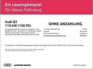 Neu Audi Q2 Advanced Plus 150 PS (110 kW) 2026 Schwarz (brillantschwarz) SUV