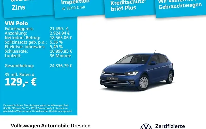 Gebraucht VW Polo Style 95 PS (69 kW) 2024 Blau Kleinwagen