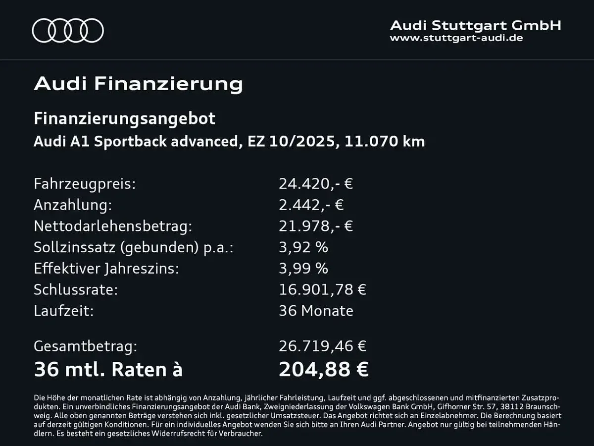 Gebraucht Audi A1 Advanced Plus 116 PS (85 kW) 2025 Distriktgrün metallic SUV