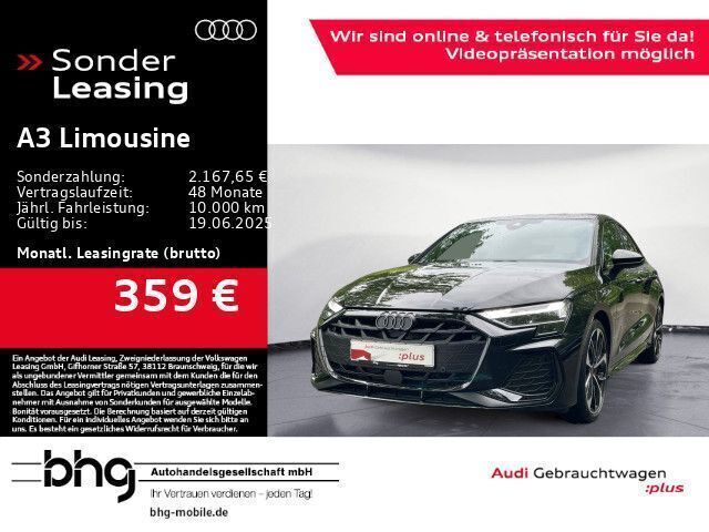 Mythosschwarz metallic Gebraucht 2024 Audi A3 S-Line Limousine | 43.530 € - Bild 1/4