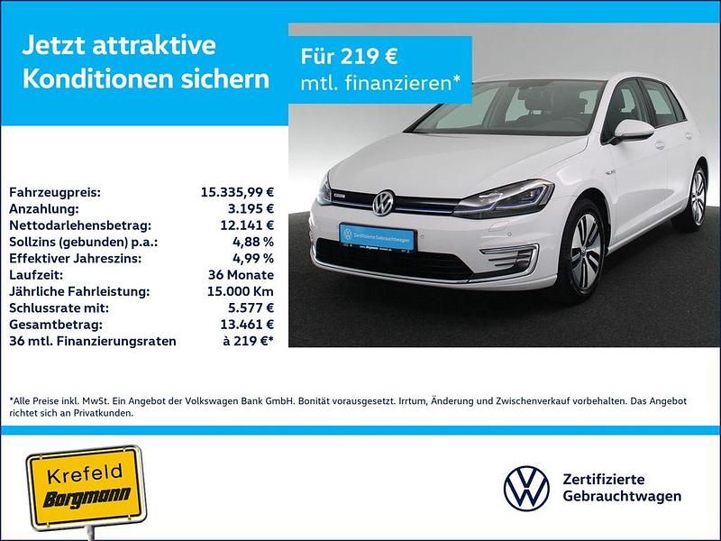 Pure white Gebraucht 2020 VW e-Golf Kleinwagen | 15.336 € (Guter Preis) - Bild 1/4