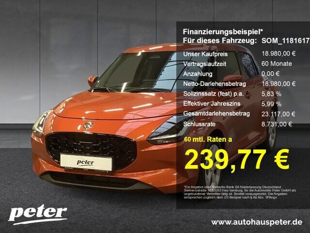 Flame orange pearl met. Gebraucht 2025 Suzuki Swift Comfort Kleinwagen | 18.980 € (Fairer Preis) - Bild 1/4