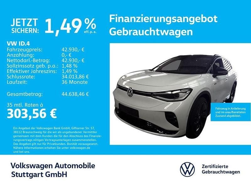 Gletscherweiß metallic/schwarz Gebraucht 2025 VW ID.4 GTX SUV | 42.630 € (Fairer Preis) - Bild 1/4