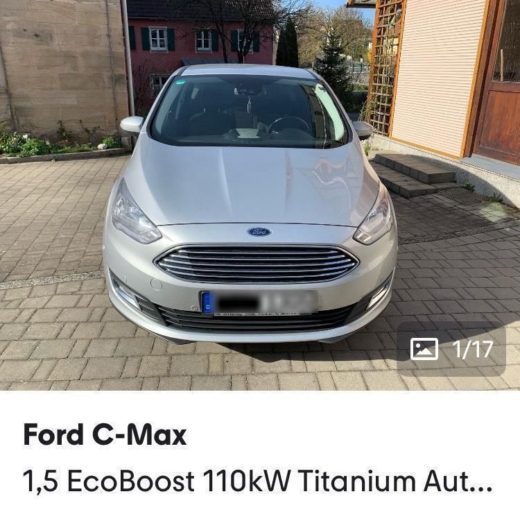 Silber Gebraucht 2017 Ford C-MAX Titanium Van / Kleinbus | 10.299 € (Guter Preis) - Bild 1/4