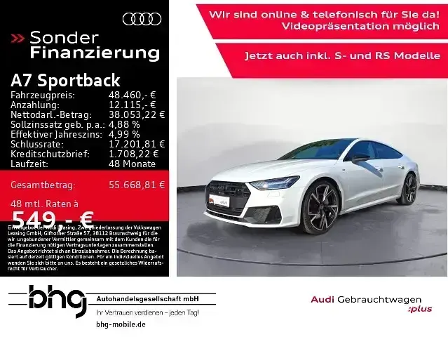 Gebraucht Audi A7 Sportback S-Line 265 PS (194 kW) 2023 Weiss Kleinwagen