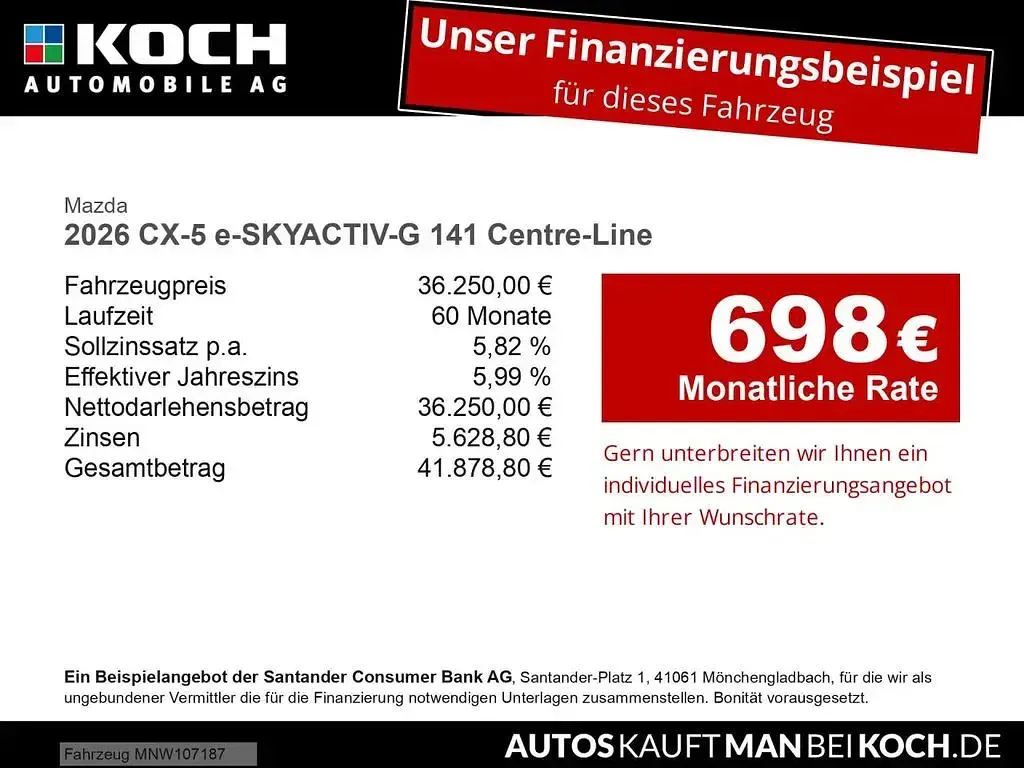 Neu Mazda CX-5 Center-Line 141 PS (103 kW) 2026 Grau SUV