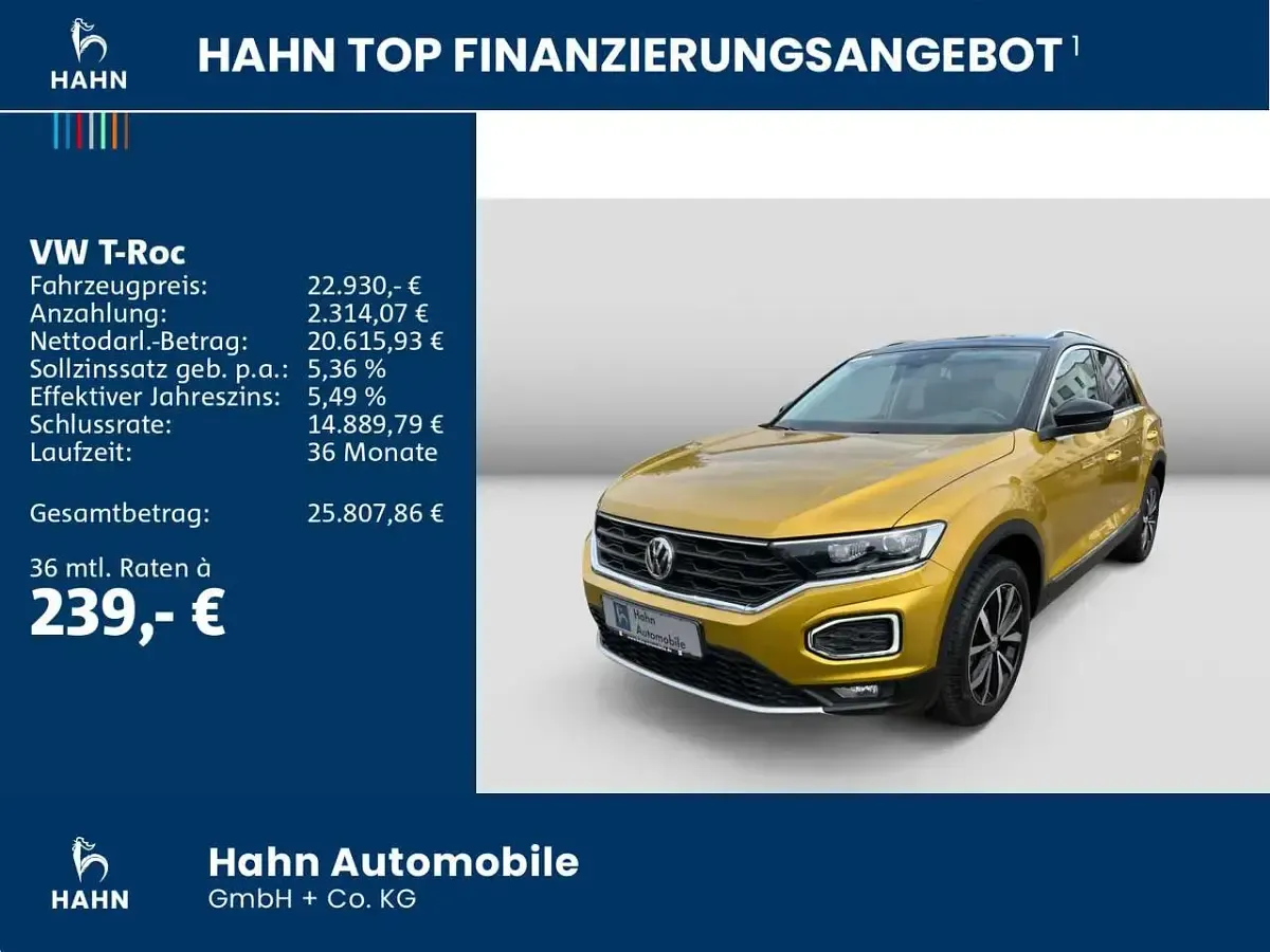 Gebraucht VW T-Roc Style 150 PS (110 kW) 2020 Gelb SUV