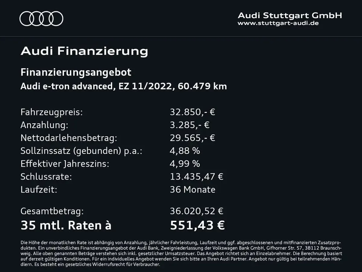 Second-hand Audi e-tron Advanced 300 kW (408 CP) 2022 Gri SUV