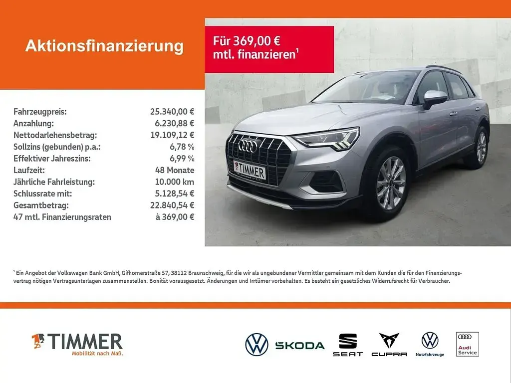 Gebraucht Audi Q3 Advanced 150 PS (110 kW) 2021 Silber SUV
